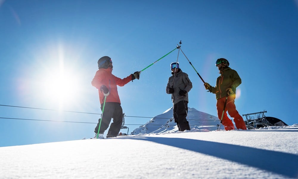 session de ski entre amis sur le domaine skiable de Valloire