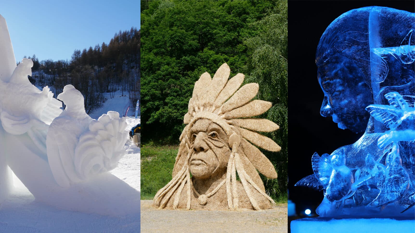 sculptures en neige, paille et foin, glace réalisée à Valloire